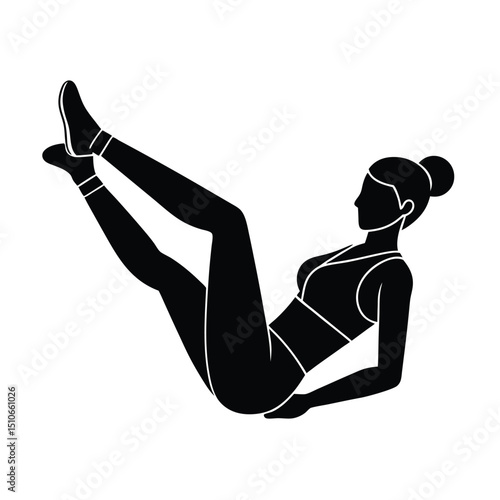 Woman Doing Bicycle Crunch Exercise Vector on White Background
