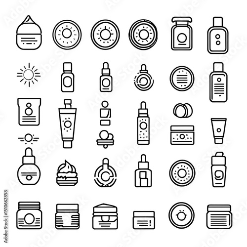 フェイスケア製品のイラストセット｜Facial Care Product Illustration Set