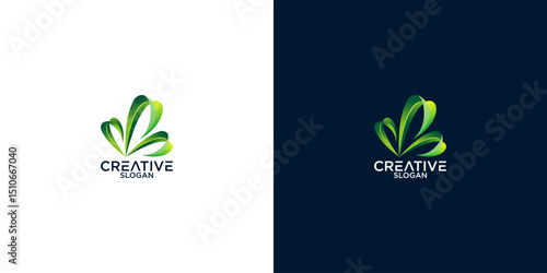 Vector leaf logo, green clean eco icon tree growth. Abstract leaf symbol logo	