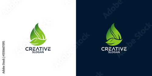 Vector leaf logo, green clean eco icon tree growth. Abstract leaf symbol logo	