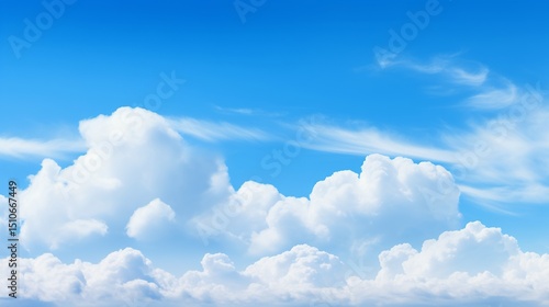 A fluffy white cloud floating in a vast blue sky, soft and billowy with delicate edges illuminated by sunlight, the deep azure sky providing a perfect contrast 