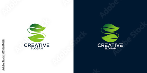 leaf shaped letter s logo vector design