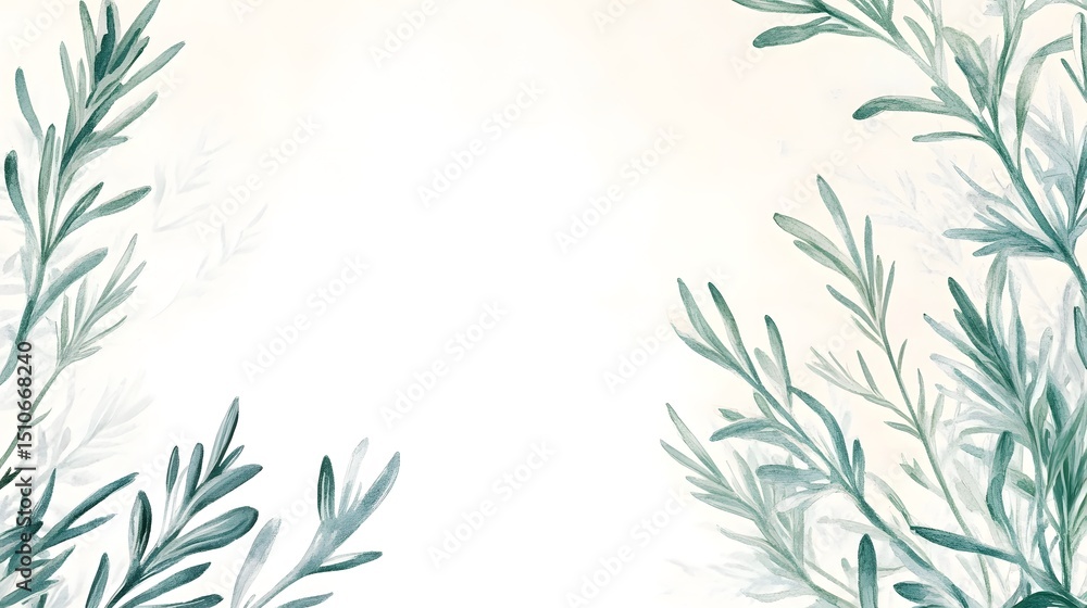 Watercolor clipart of delicate rosemary sprigs and seeds, showcasing soft gradients and a transparent background for versatile use. Watercolor clipart of delicate rosemary sprigs and seeds, showcasing soft gradients and a transparent background for versatile use.