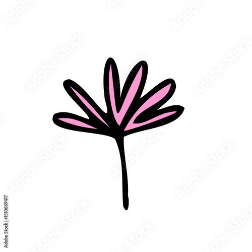A minimal pink flower sketch with a long stem, great for modern and clean aesthetic designs.