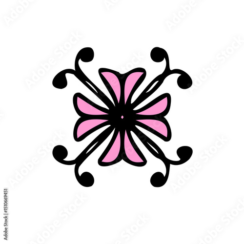 Unique flower with long petals and black dots at the tips. Great for decorative projects and icons.