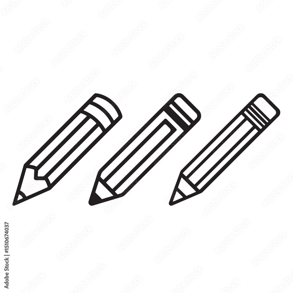 Pencil Icon Vector – Simple Line Art Design, Outline Pencil Icon – Creative Tool in EPS Format, Pencil Icon Set – Stationery Vector Elements Pencil Icon Vector – Simple Line Art Design, Outline Pencil Icon – Creative Tool in EPS Format, Pencil Icon Set – Stationery Vector Elements