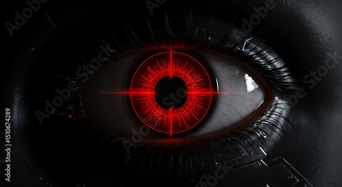 Cybernetic Eye with Red Target