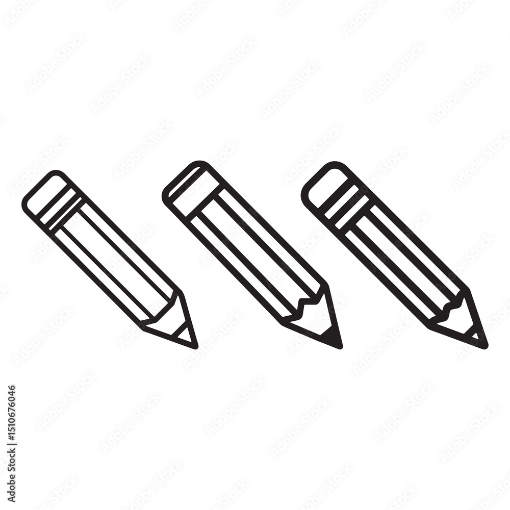Pencil Icon Vector – Simple Line Art Design, Outline Pencil Icon – Creative Tool in EPS Format, Pencil Icon Set – Stationery Vector Elements Pencil Icon Vector – Simple Line Art Design, Outline Pencil Icon – Creative Tool in EPS Format, Pencil Icon Set – Stationery Vector Elements
