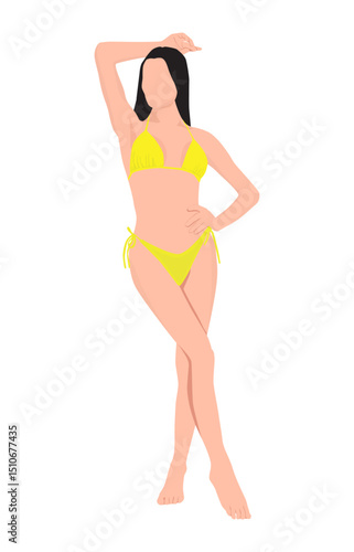 beautiful woman in bikini or swimwear and posing for photoshoot. 