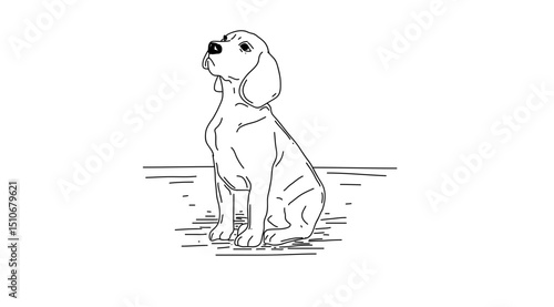 a dog looking up - handdrawn style