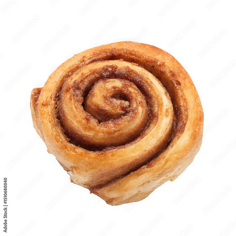 Fototapeta premium Delicious cinnamon roll, sweet pastry isolated on transparent background, png