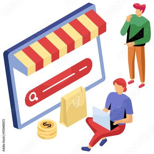 Perfect design illustration of online shop