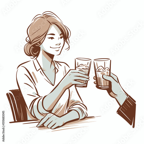 Smiling woman holding cocktail glass