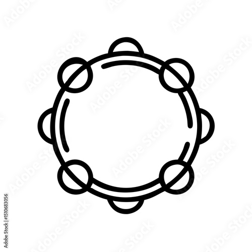 Tambourine icon, simple line art, for music design