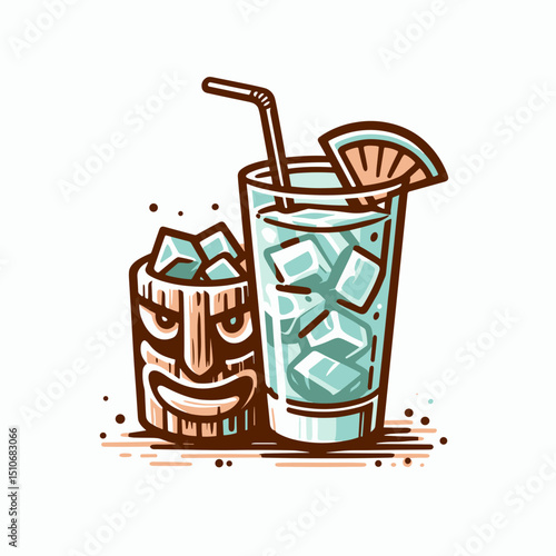 Tiki mug and highball glass 