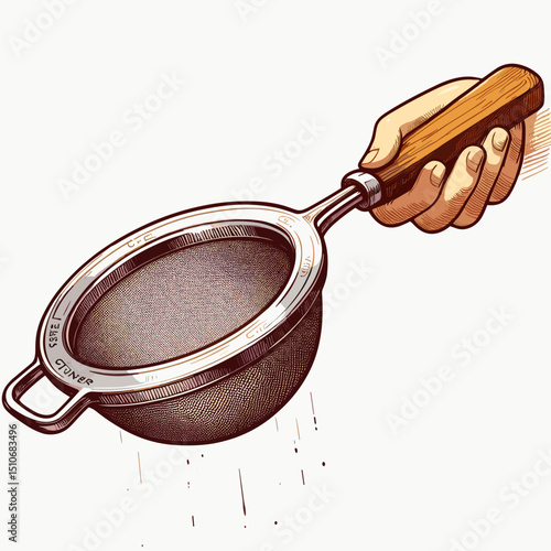 Hand holding cocktail strainer