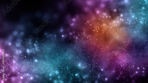 Abstract dark background with layered holographic textures and luminous digital scribbles, creating a dynamic and creative mood