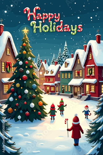 Wallpaper Mural christmas music poster, christmas party poster, christmas poster background, santa poster, happy holidays poster, christmas poster greeting card, christmas, winter, holiday, landscape, illustration, x Torontodigital.ca