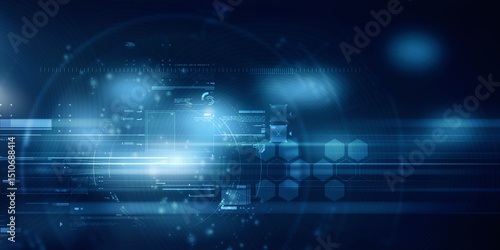 2d illustration Abstract futuristic electronic circuit technology background