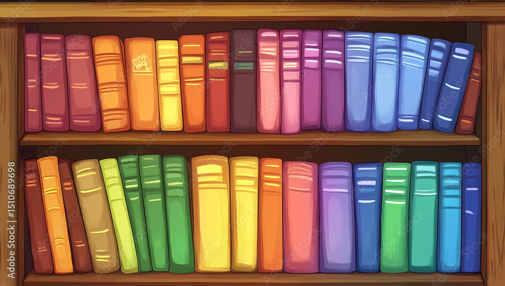 Naklejka premium Colorful library shelf symbolizing knowledge and business success