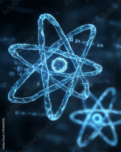 Abstract Representation of Atomic Structure with Glowing Effects