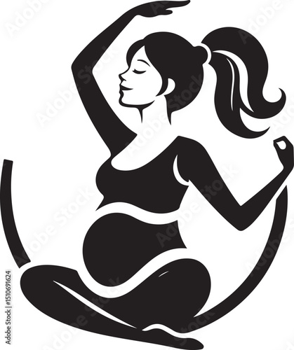 silhouette of a woman meditating Pregnant Woman in Yoga Pose  Calm Maternity Silhouette Vector new trendy 2025
