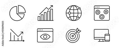 Business & analytics icon set - line style for data visualization