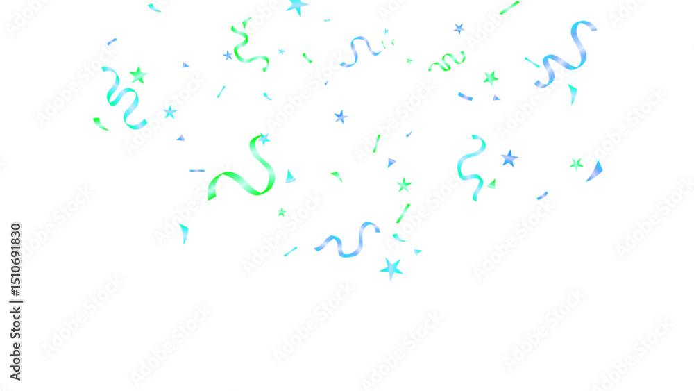Confetti and ribbon shiny paper explosion falling isolated vector illustration. Surprise party, event, celebration Confetti and ribbon shiny paper explosion falling isolated vector illustration. Surprise party, event, celebration