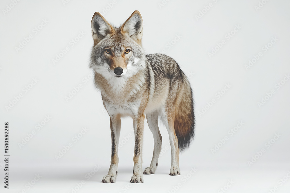 Fototapeta premium High-resolution image of adult coyote standing isolated
