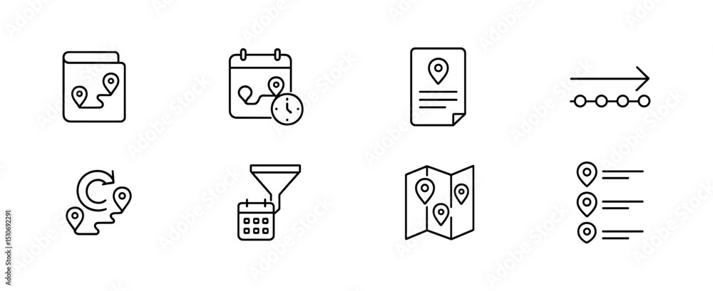 Navigation and location line icon set - maps, gps, and direction symbols Navigation and location line icon set - maps, gps, and direction symbols