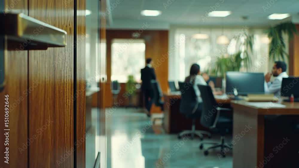 through the open door of modern office working space is airy big office through the open door of modern office working space is airy big office