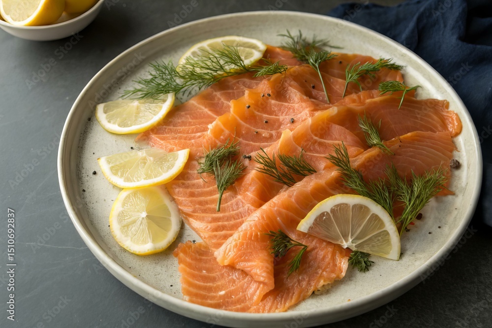 Delicious fish plate with decorative photography Delicious fish plate with decorative photography