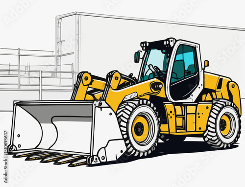 Telehandler Construction Equipment Vector Illustration