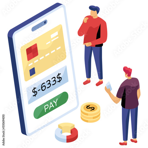 Trendy design illustration of mobile pay