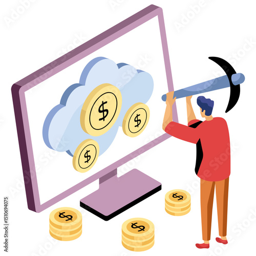 Trendy vector design of cloud mining 