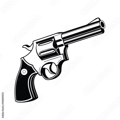 Classic Revolver Gun Vector Illustration.