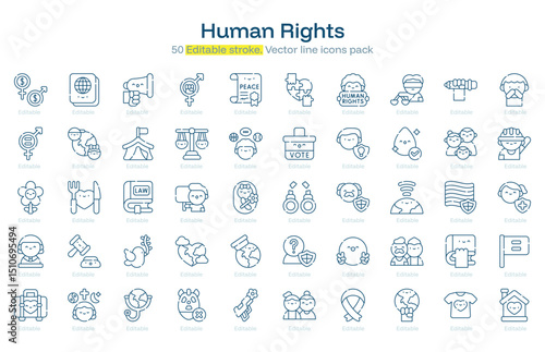 Human Rights line icon pack. Human Rights Stroke icon set. Editable Stroke icon