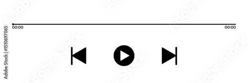 Minimalist Audio Player Interface Design. Audio play and pause. Vector Illustration