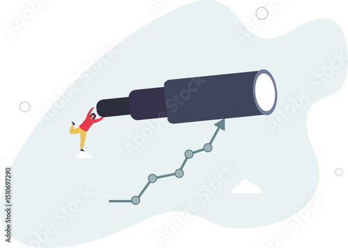Investment upside potential, economy prediction or forecast, vision or analyze future, business growth or earning increase concept, character life .