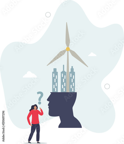 Green thinking as sustainable and ecological lifestyle. character life .