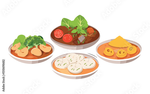 Mediterranean Mezze Platter - Vector Illustration