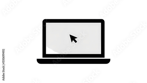 Sleek laptop screen displays a cursor indicating online interaction user interface design technology digital world internet access