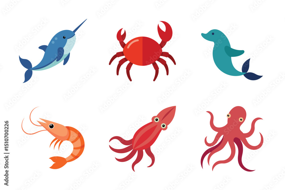 Fototapeta premium vector set of colorful fishes