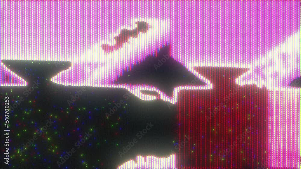 4K Pink geometric glitch distortion with CRT scanlines, digital noise and abstract pixel artifacts, retro-futuristic video texture for motion graphics overlay, screen mode, cyberpunk aesthetic