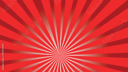 Bright red sun rays background