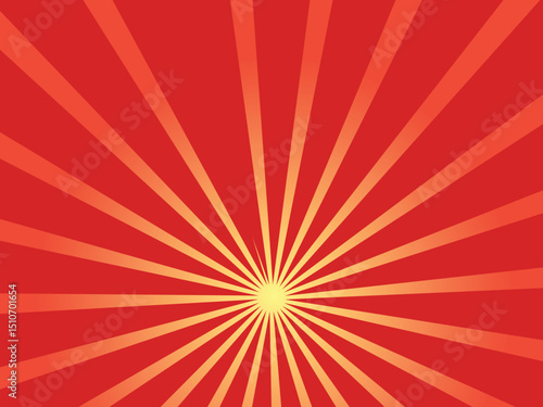 Bright red sun rays background