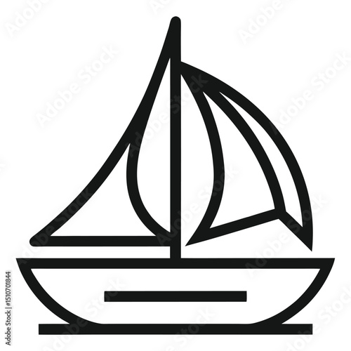 Simple line art sailboat icon graphic design element