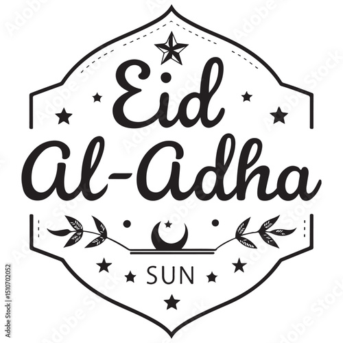 Eid Al Adha text Islamic holiday vector art
