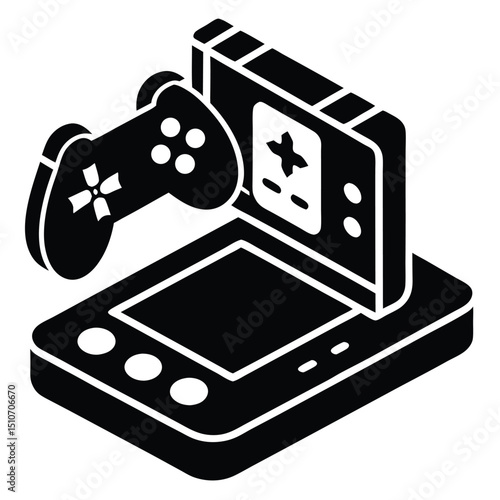 Game developer element isolated mobile game testing device on white background