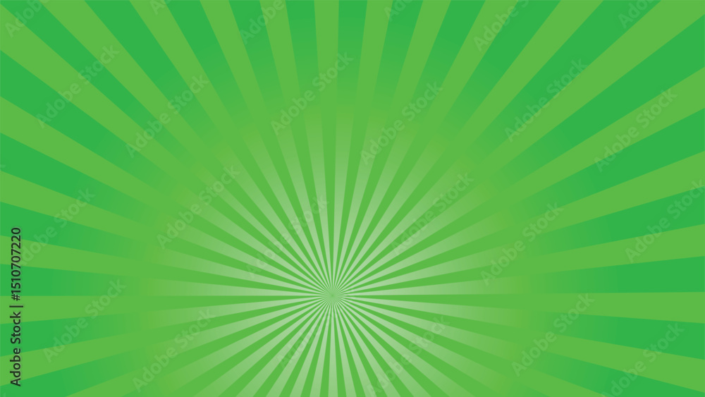 Obraz premium Comic green sunbeam background retro pop art style cartoon
